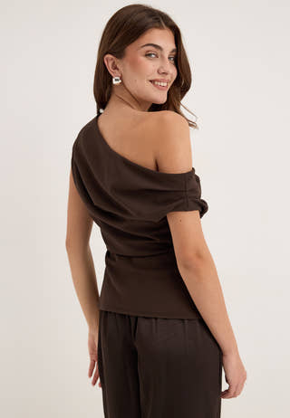 Asymmetric Draped Top Brown