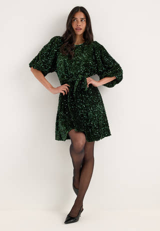 Vifaith O-neck 3/4 SHORT DRESS Green
