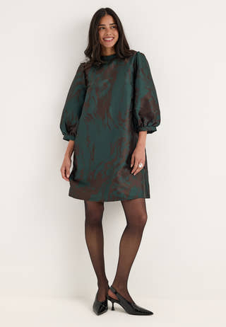 Vilenuna O-neck 3/4 Short Dress Green