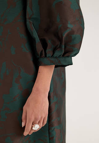 Vilenuna O-neck 3/4 Short Dress Green