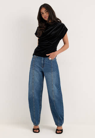Vibeau Hw Barrel Jeans Creek MBD12 Blue