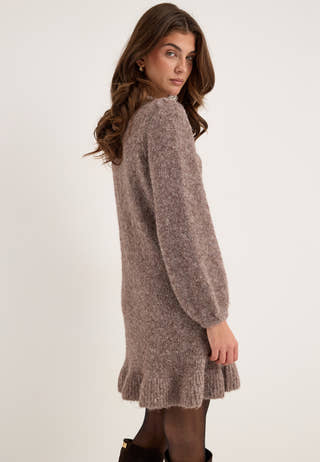 Vibows L/S PEPLUM KNIT DRESS Grey