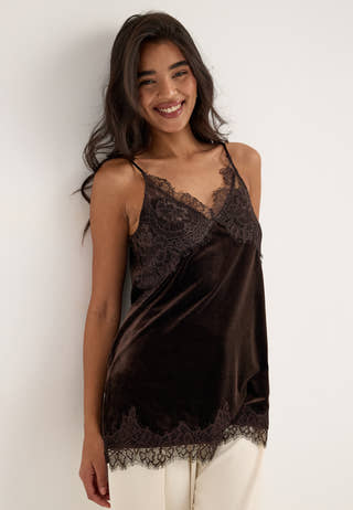 Vialindra Singlet Long Top Brown
