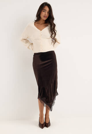 Vialindra Hw Midi Skirt Brown