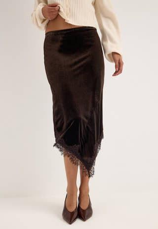 Vialindra Hw Midi Skirt Brown