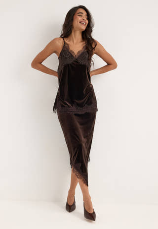 Vialindra Hw Midi Skirt Brown