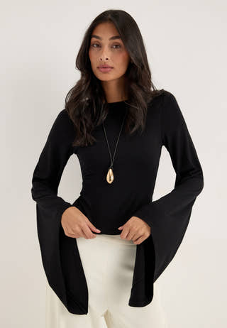 Wide Sleeve Top Black