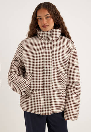 Pcasta Aop Puffer Jacket Brown