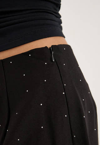 Pckamil Rhinestones Hw Mini Skirt Black