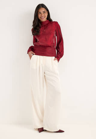 Vmpolly Ls High Neck Top Red