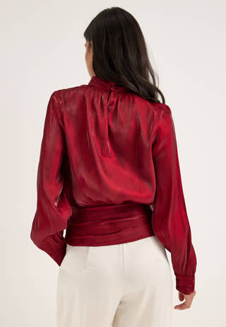 Vmpolly Ls High Neck Top Red