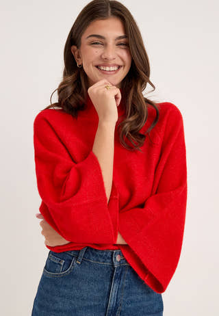 Vmsally Ls Highneck Wide Pullover Red
