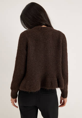 Vibows L/S Flounce Knit Cardigan Grey