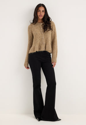 Vibows L/S Flounce Knit Cardigan Grey