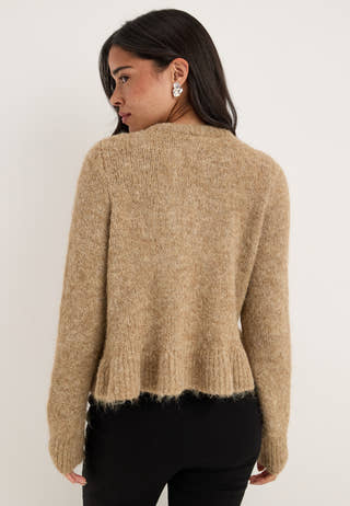 Vibows L/S Flounce Knit Cardigan Grey