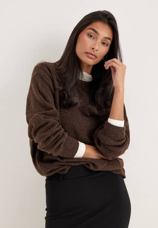Pcsally Ls O-neck Knit Noos Bc Brown