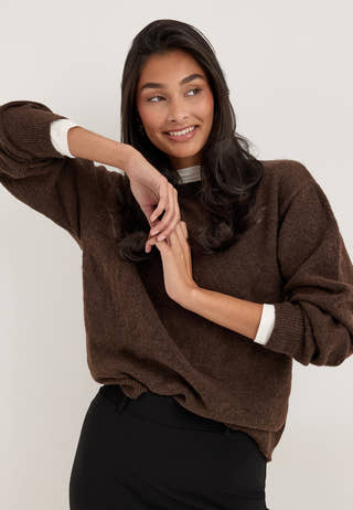 Pcsally Ls O-neck Knit Noos Bc Brown