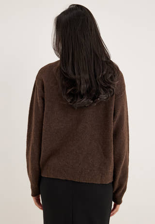 Pcsally Ls O-neck Knit Noos Bc Brown