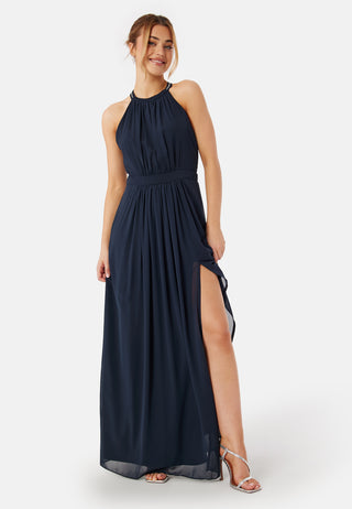 High Neck Maxi Dress With Split