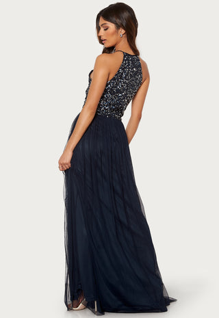 High Neck Sequin Maxi Dress
