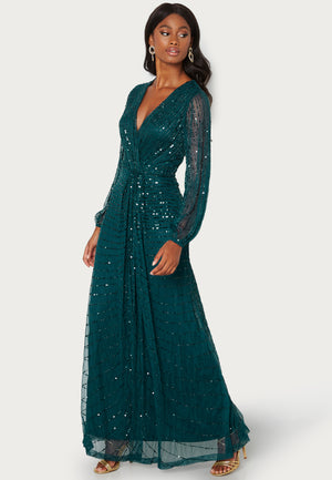 angeleye sequin dress Cami Sequin Embellished Maxi Dress in Jade Green | ANGELEYE