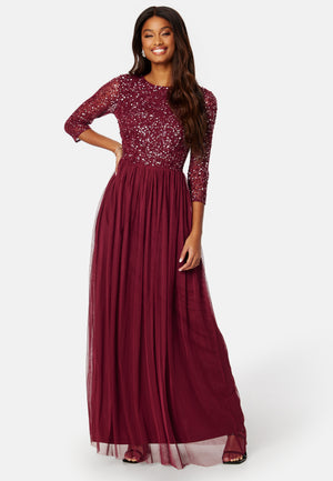 angeleye embellished maxi dress blue Laelia Blue Flower Embellished Maxi Dress with Cape Sleeves Frock and Frill