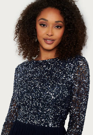 Sequin Bodice Mid Dress