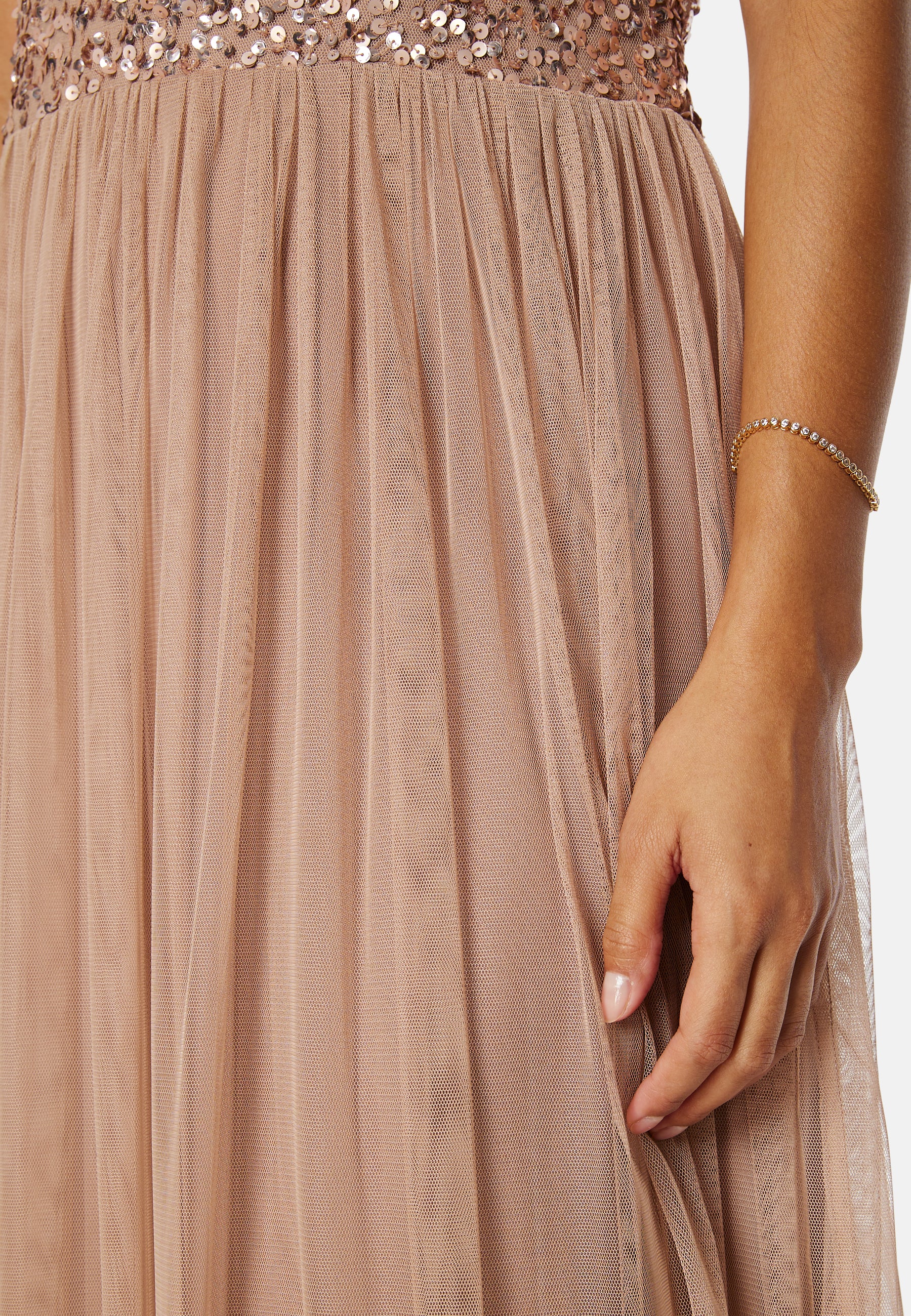 Angeleye Short Sleeve Sequin Dress Ball gowns Beige Angeleye Short Sleeve Sequin Dress Ball gowns Beige