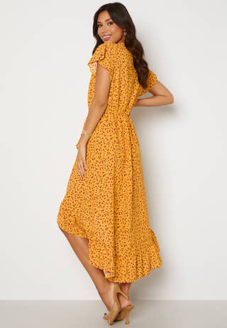 Wrap Frill High Low Maxi Dress