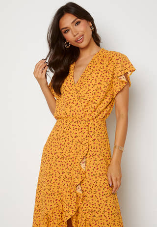 Wrap Frill High Low Maxi Dress
