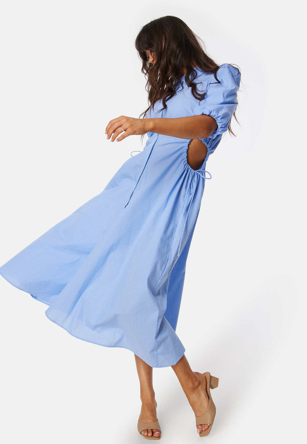 Bardot – Cut out midi shirt dress – campaign-outlet – Blue / Striped