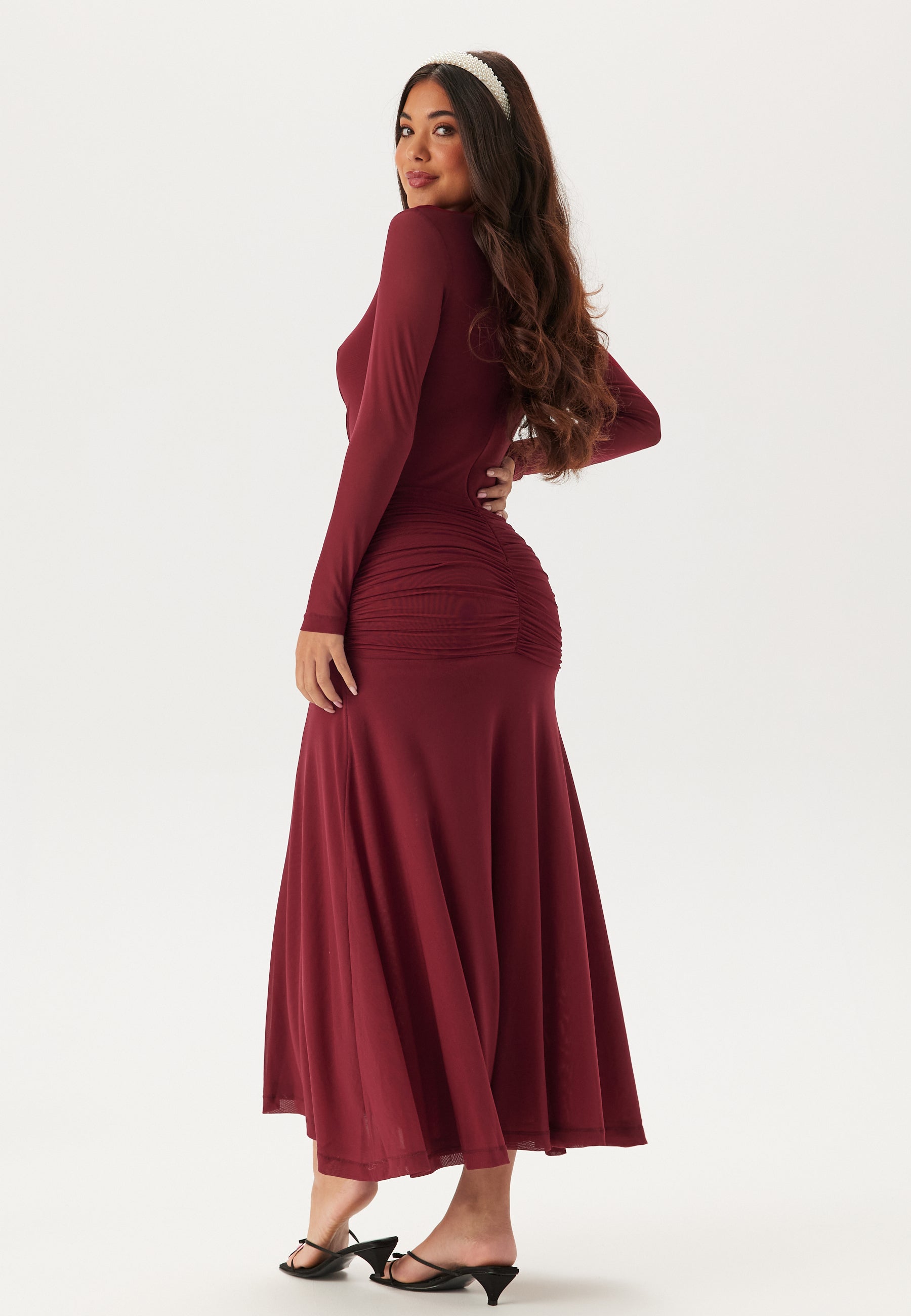 Bardot – Liyana Ruched Mesh Dress – campaign-outlet – Red