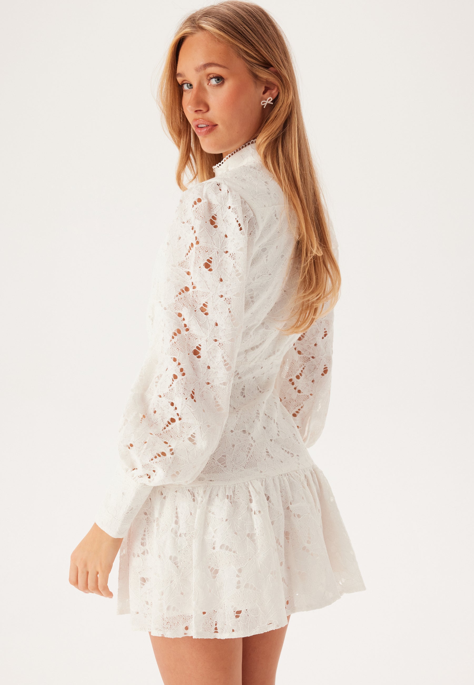 Bardot Remy Mini Lace Dress campaign-outlet White Bardot Remy Mini Lace Dress campaign-outlet White