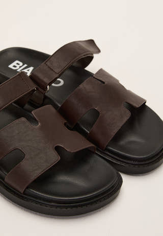 Biaoslo Velcro Slide Faux Leather