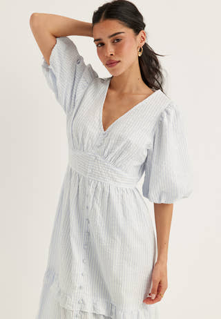 Puff Sleeve Frill Dress