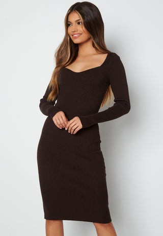 Sweetheart Rib Knit Midi Dress