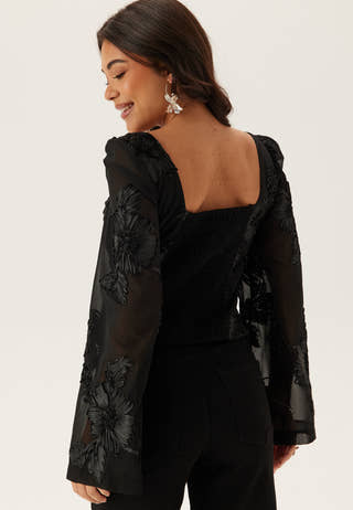 3D Flower Long Sleeve Blouse