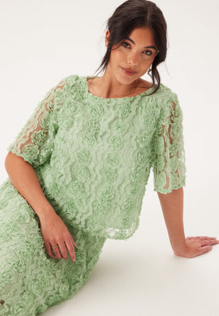 3D Flower Short Sleeve Blouse