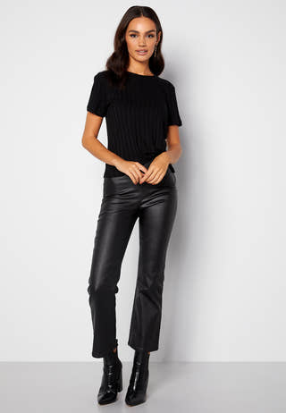 Alicia coated kickflare trousers