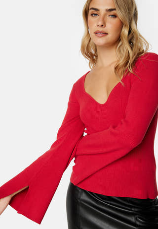 Knitted L/S Slit Top