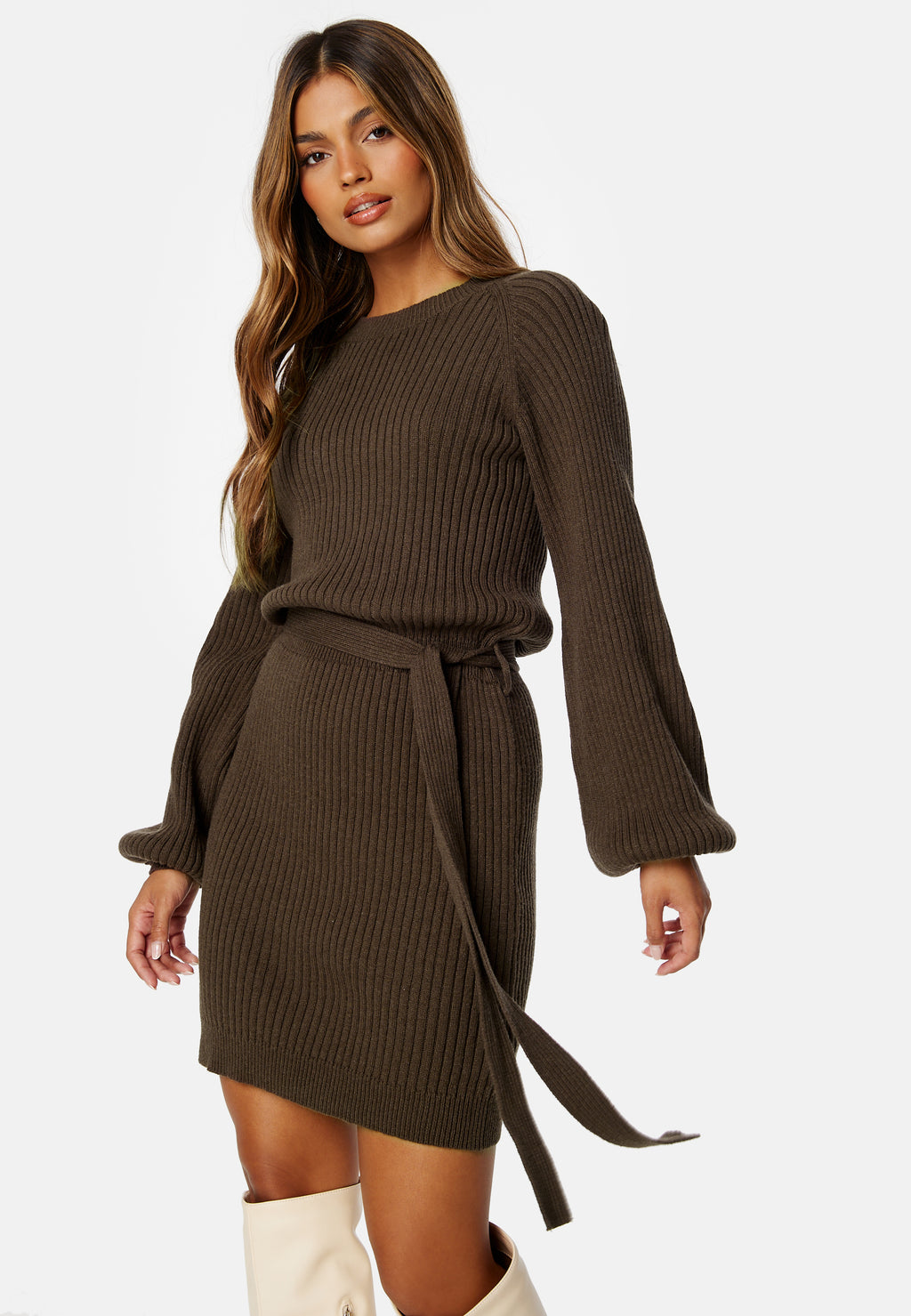 amira knit dress Amira Ribbed Knit Midi Dress