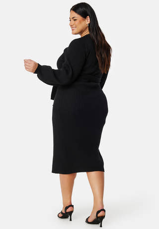Wrap Rib Knitted Midi Dress