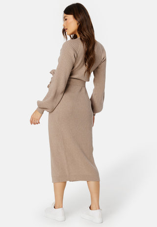 Wrap Rib Knitted Midi Dress