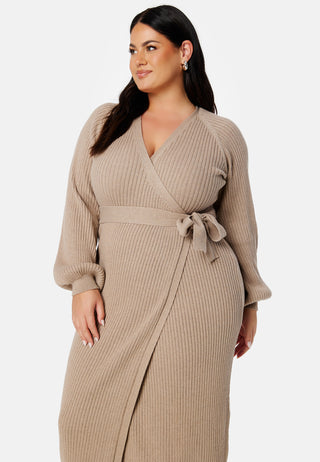 Wrap Rib Knitted Midi Dress