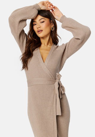 Wrap Rib Knitted Midi Dress
