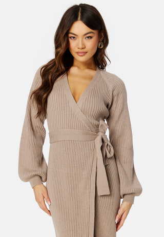Wrap Rib Knitted Midi Dress