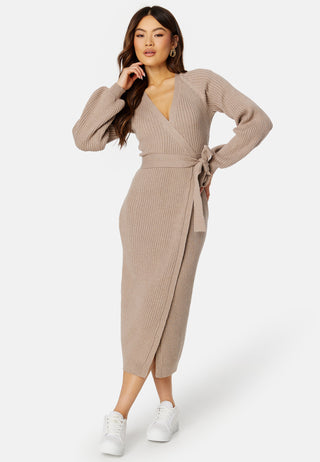 Wrap Rib Knitted Midi Dress
