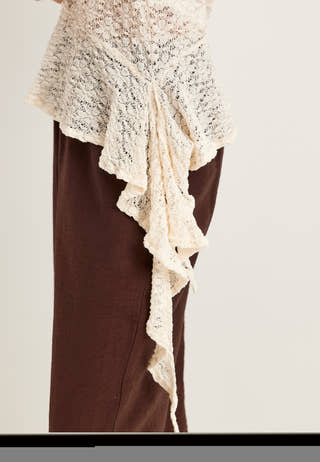 Asymmetric Frill Lace Top