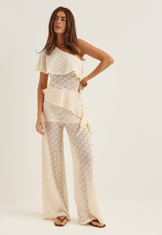 Asymmetric Frill Lace Top