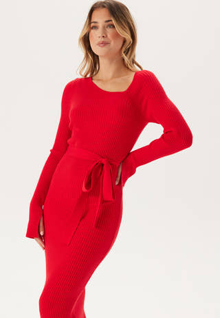 Asymmetric Knitted Midi Dress